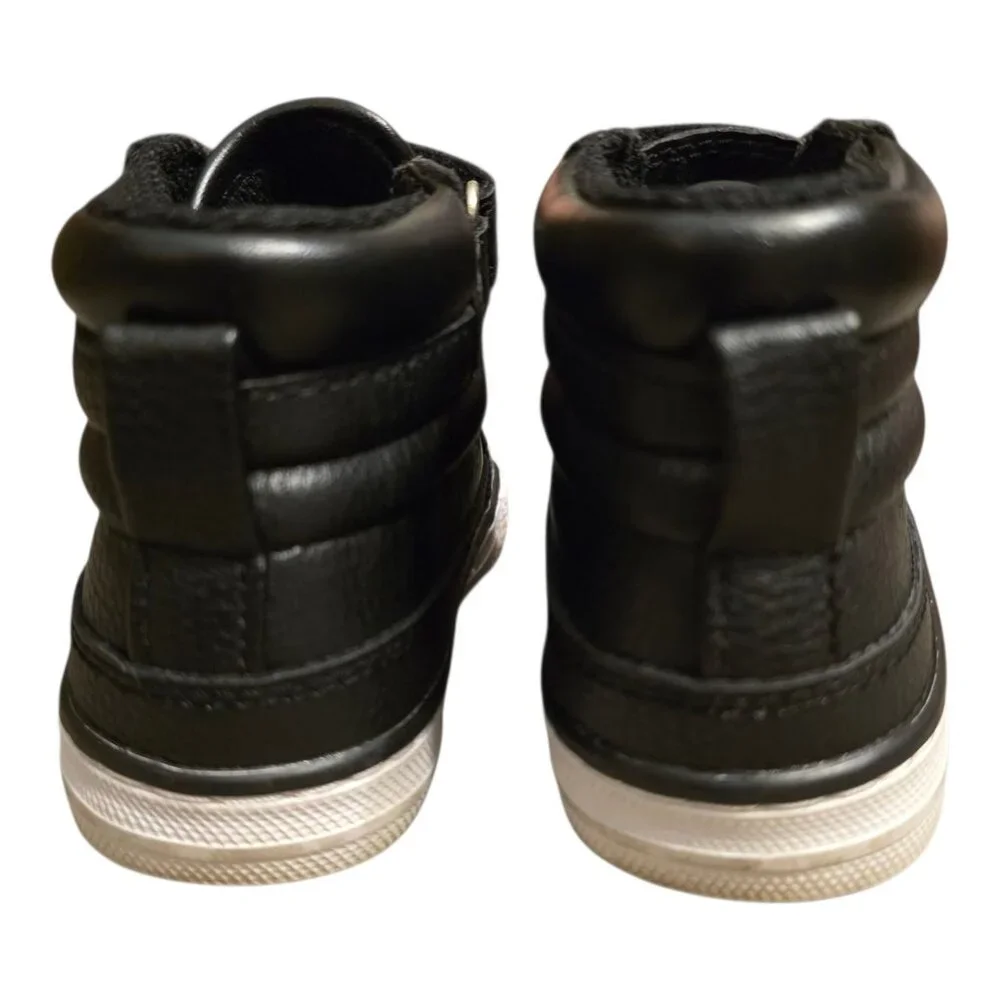 Childrens Place Hightop Shoes Boots Black Leather Boys Sz 6 Kids Toddler